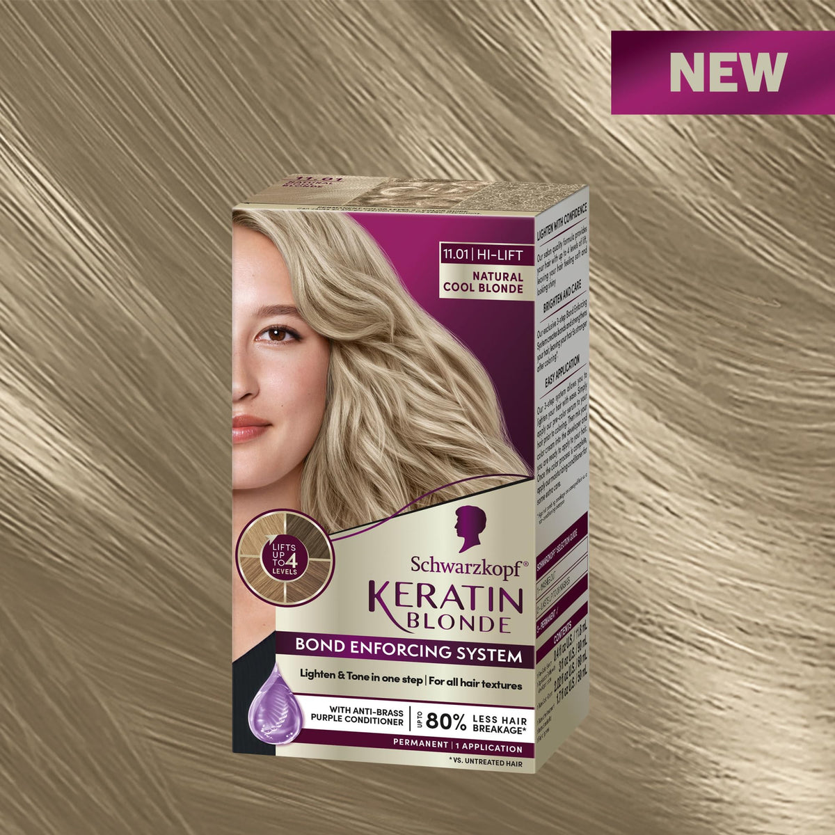 Schwarzkopf High Lift Natural Cool Blonde 11.01 hair dye contents including pre-color serum and gloves