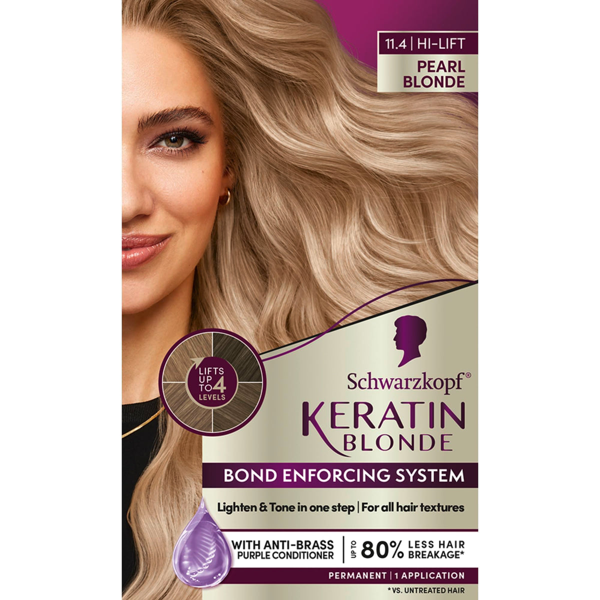 Schwarzkopf Keratin Blonde 11.4 Pearl Blonde hair dye box front view