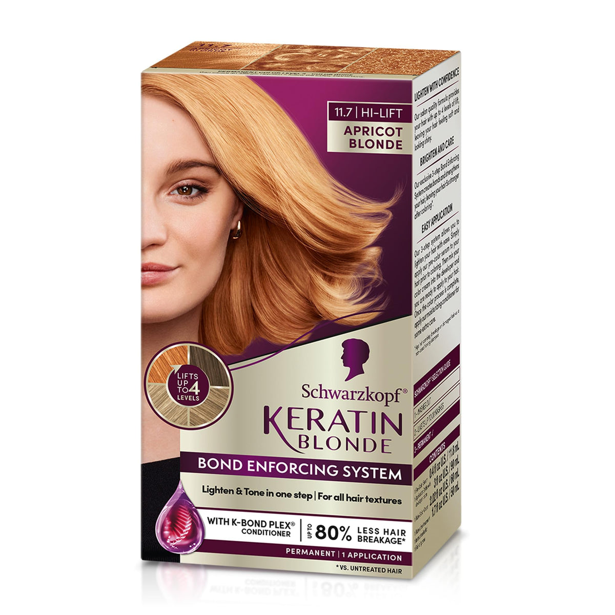 Schwarzkopf Keratin Blonde 11.7 Apricot Hair Dye kit front view