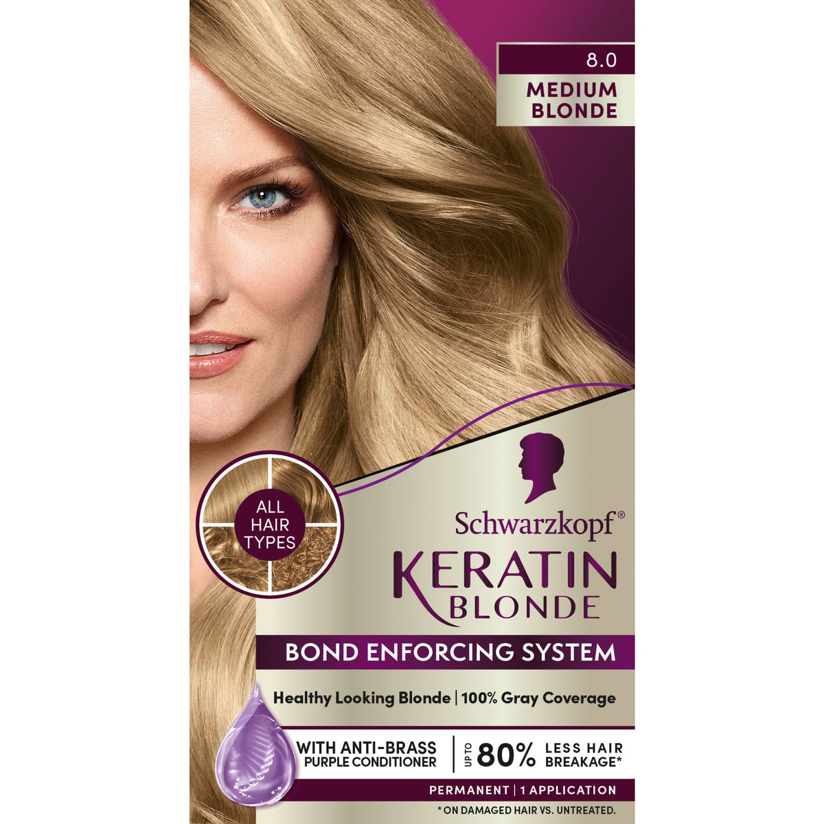 Schwarzkopf Keratin Blonde 8.0 hair dye box front view