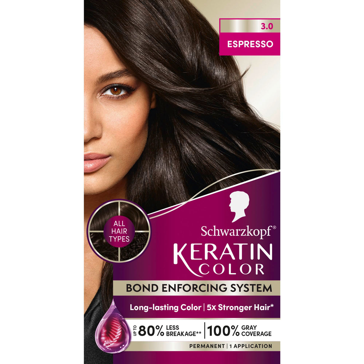 Schwarzkopf Keratin Color 3.0 Espresso front view with packaging
