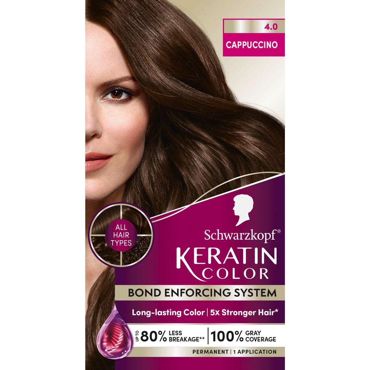 Schwarzkopf Keratin Color 4.0 Cappuccino hair dye box front view