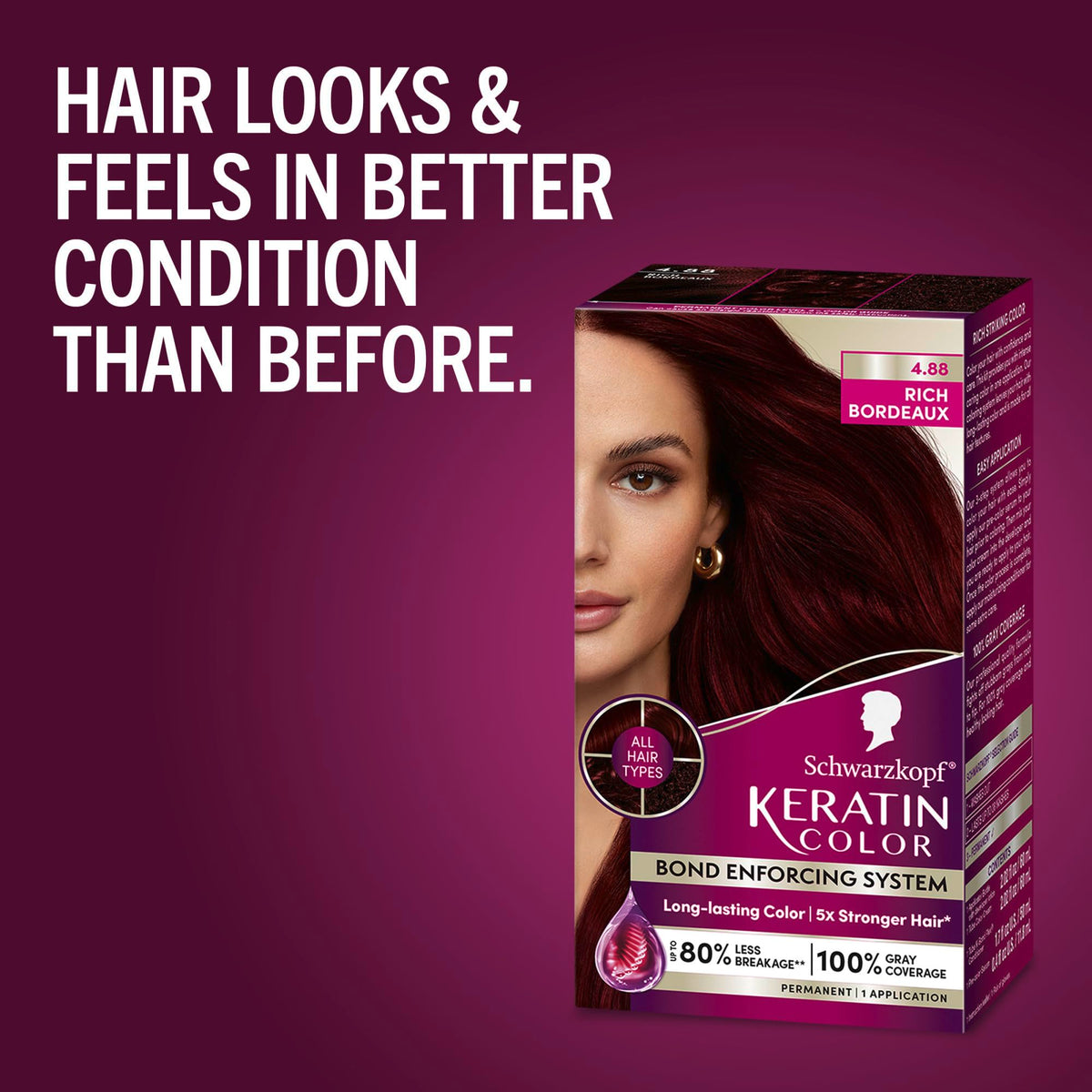 Schwarzkopf Keratin Color 4.8 application gloves and instructions