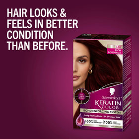 Schwarzkopf Keratin Color 4.8 application gloves and instructions