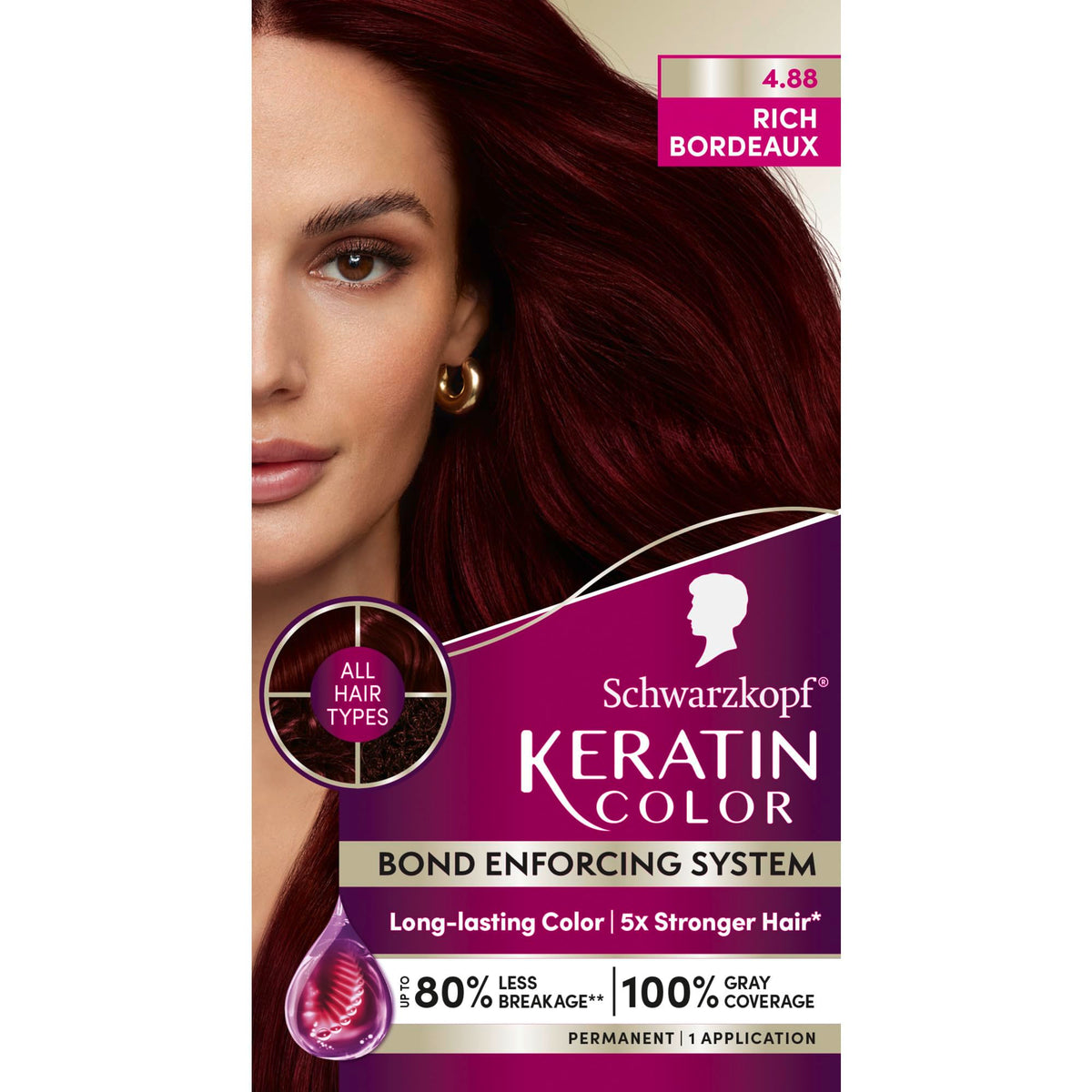 Schwarzkopf Keratin Color 4.8 Rich Bordeaux hair dye box front view