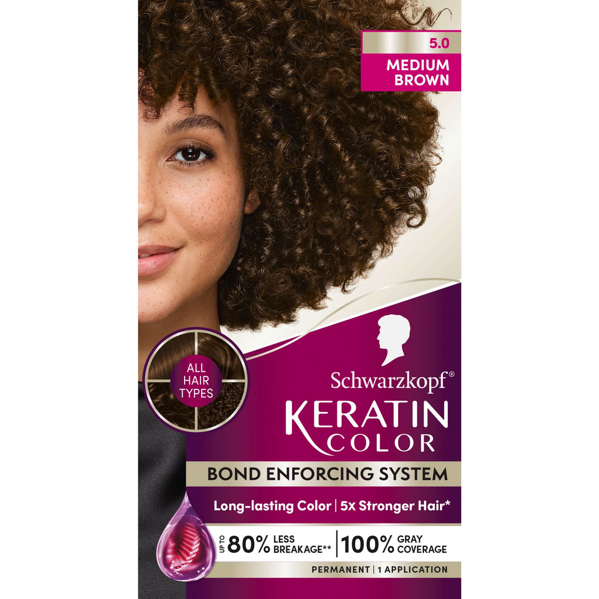 Schwarzkopf Keratin Color 5.0 Medium Brown hair dye box front view