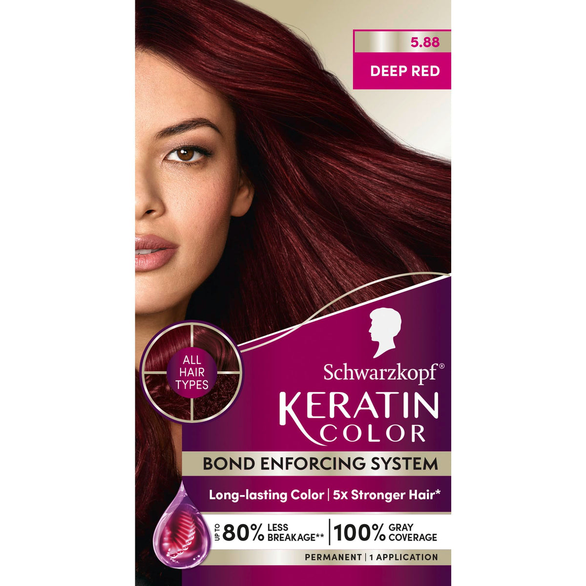Schwarzkopf Keratin Color 5.88 Deep Red hair dye cream front view