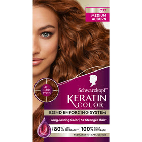 Schwarzkopf Keratin Color 7.7 Medium Auburn hair dye packaging front view