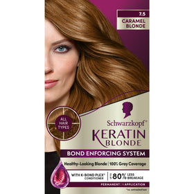 Schwarzkopf Permanent Hair Dye Cream 7.5 Caramel Blonde front view