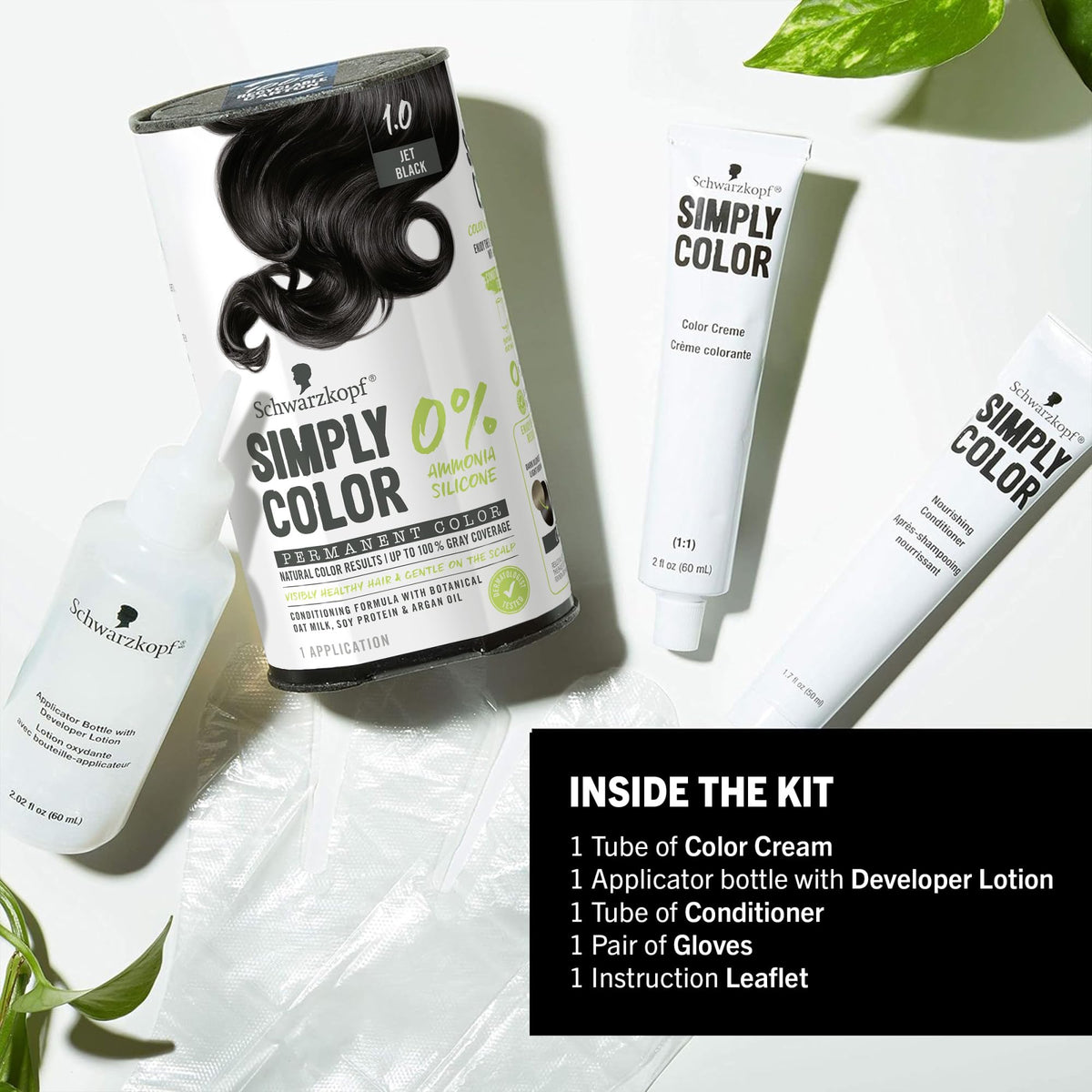 Schwarzkopf Simply Color 1.0 Jet Black hair dye conditioner tube