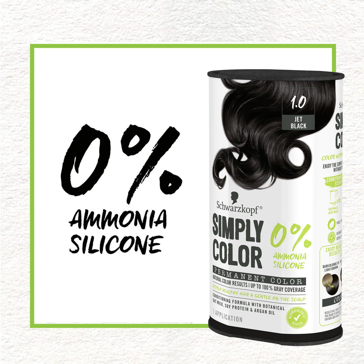 Schwarzkopf Simply Color 1.0 Jet Black hair dye result on hair