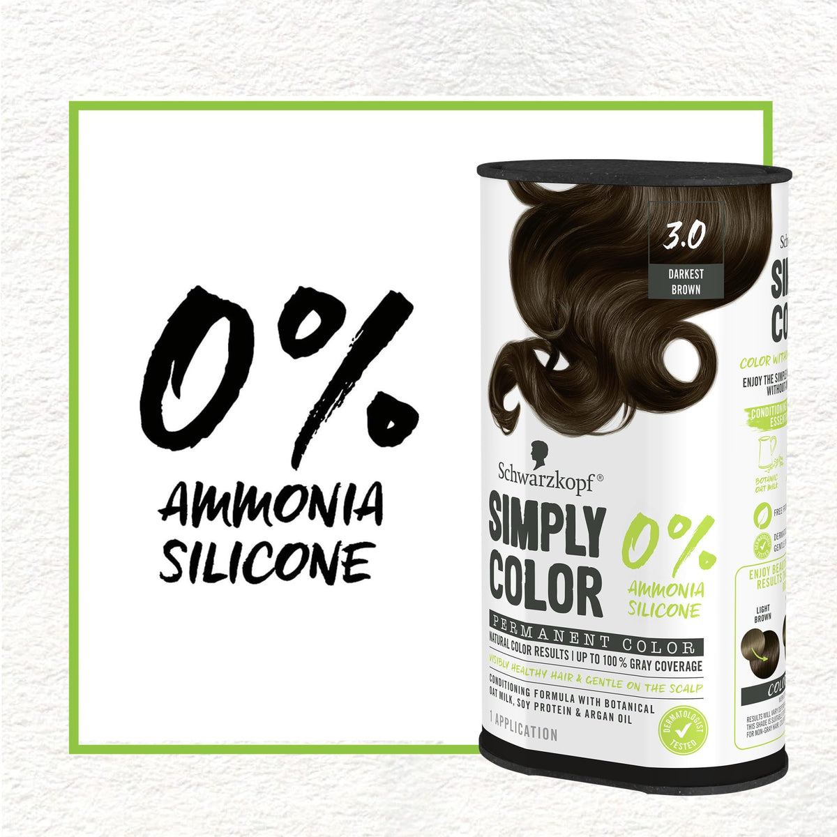 Schwarzkopf Simply Color 3.0 Darkest Brown hair dye conditioner tube