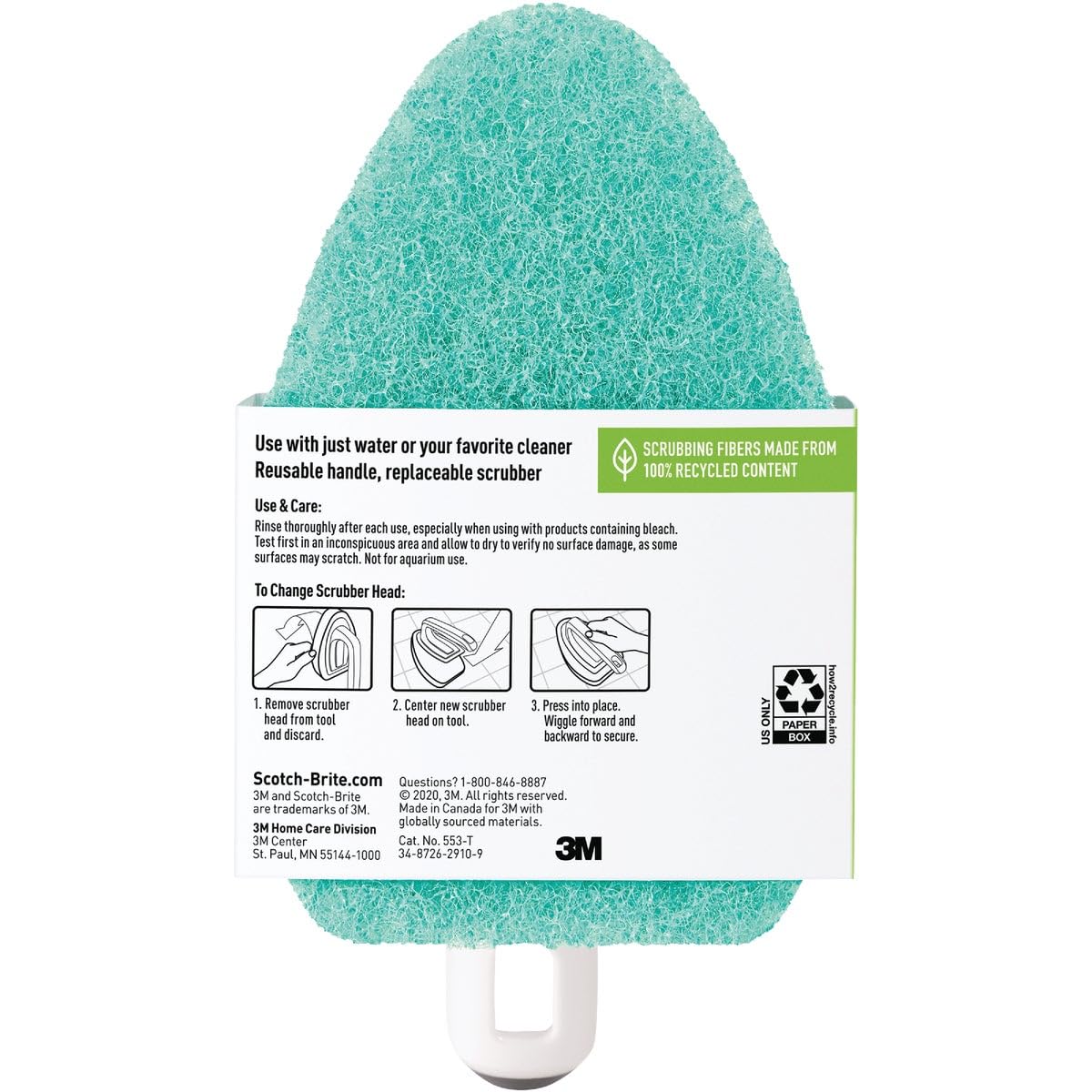 Scotch-Brite Non-Scratch Bathroom Scrub Brush blue side view