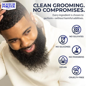 Scotch Porter Beard Wash on a bathroom countertop