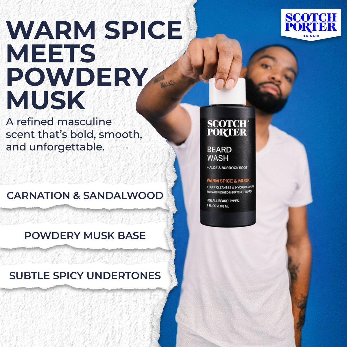 Scotch Porter Beard Wash with a backdrop of spices