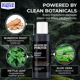 Scotch Porter Beard Wash with ingredients Burdock Root and Aloe Vera