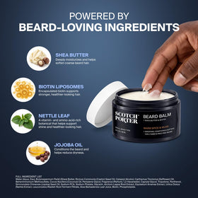 Scotch Porter Conditioning Beard Balm in a bathroom setting
