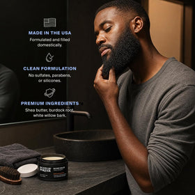 Scotch Porter Conditioning Beard Balm on a wooden surface
