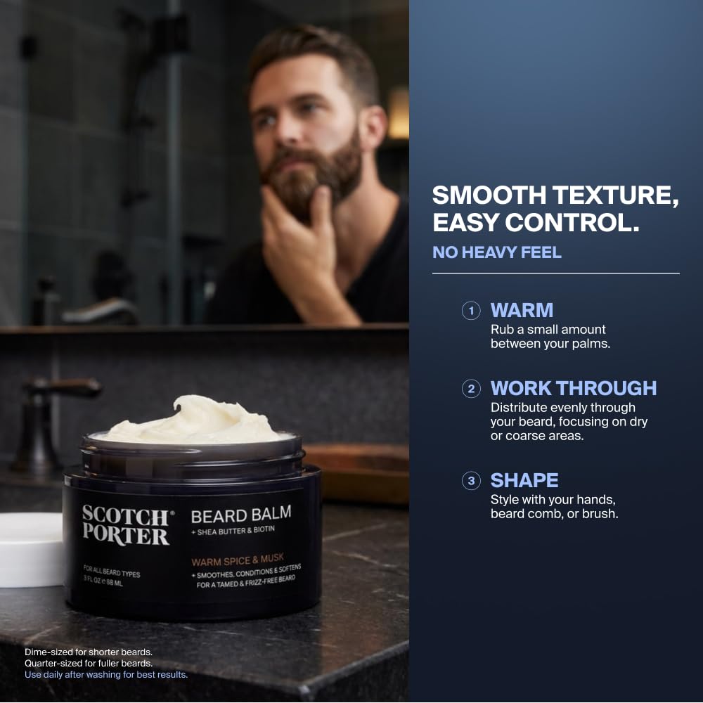 Scotch Porter Conditioning Beard Balm with natural ingredients background