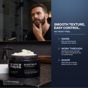 Scotch Porter Conditioning Beard Balm with natural ingredients background