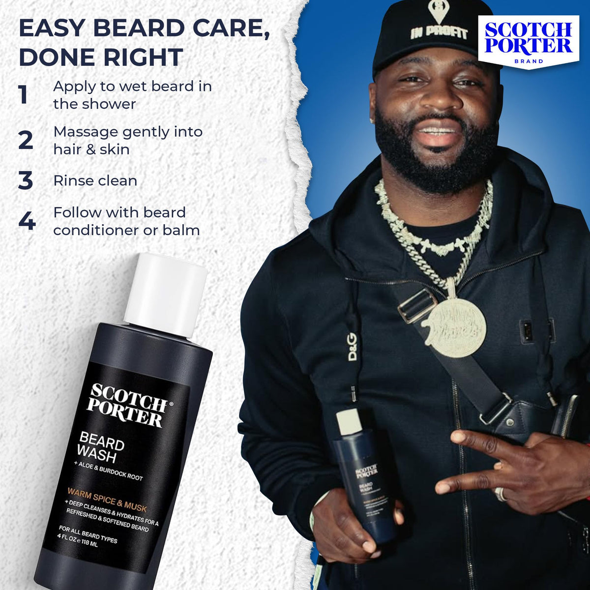 Scotch Porter Moisturizing Beard Wash in shower setting