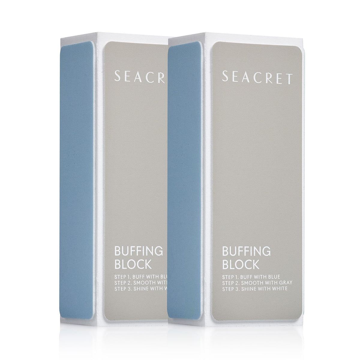 SEACRET Nail Buffer Block front view with 3 color-coded sides