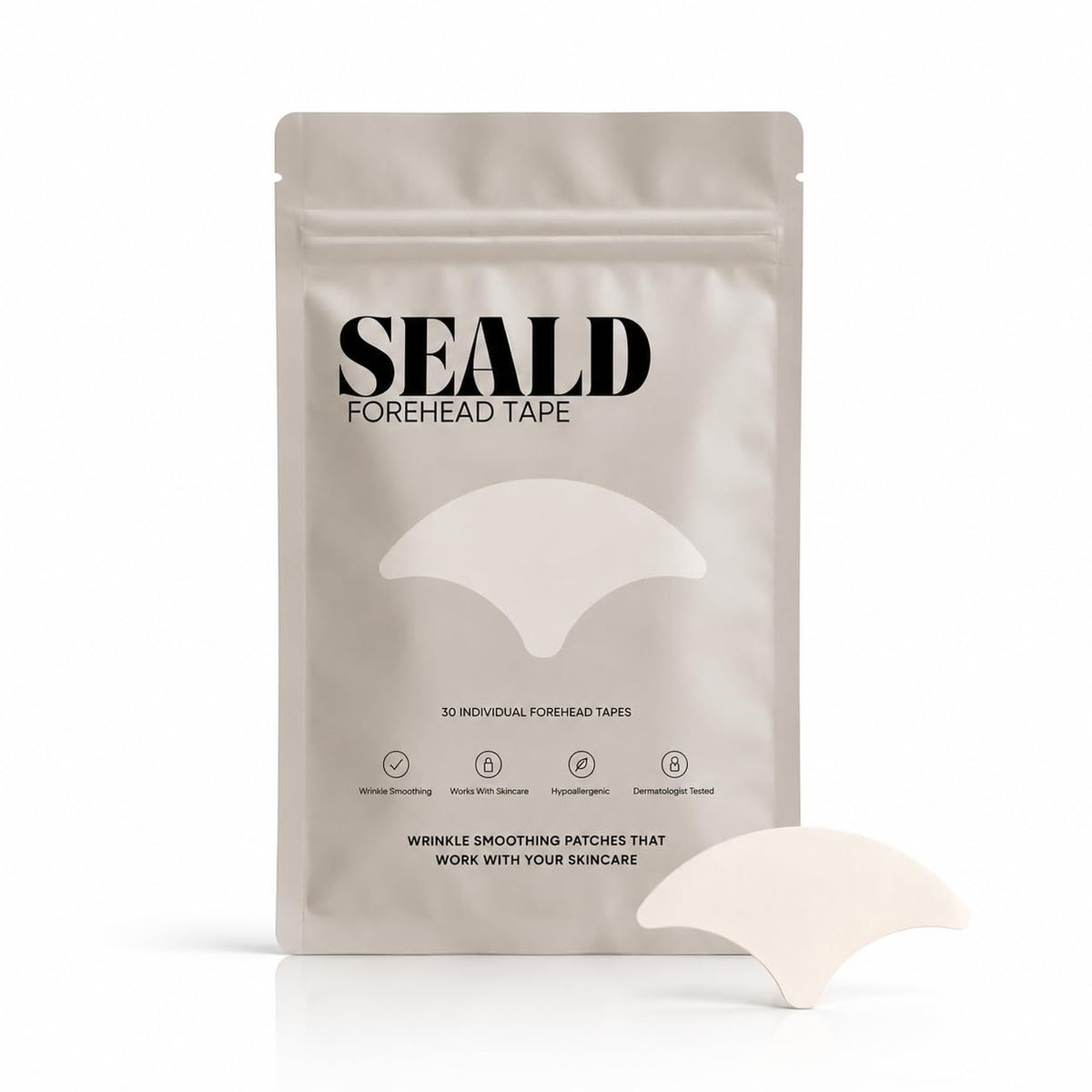SEALD Forehead Tape packaging front view with 30 patches