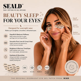 SEALD NAD+ Peptide Eye Gel Patches applied under eyes