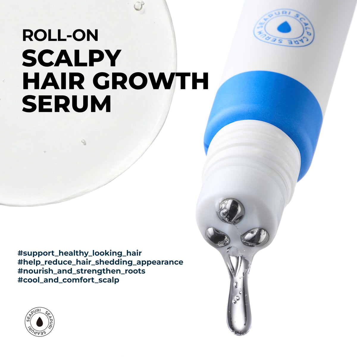 Seapuri Scalpy Hair Growth Serum 20g with triple roller applicator