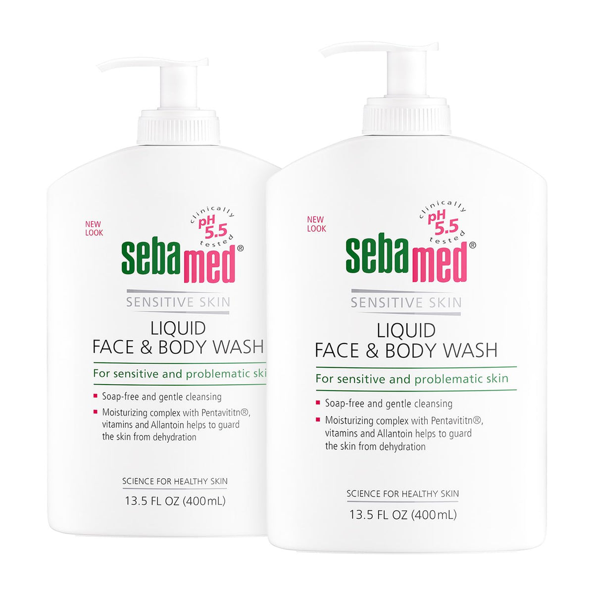 SEBAMED Liquid Face & Body Wash 400ml front view with pump