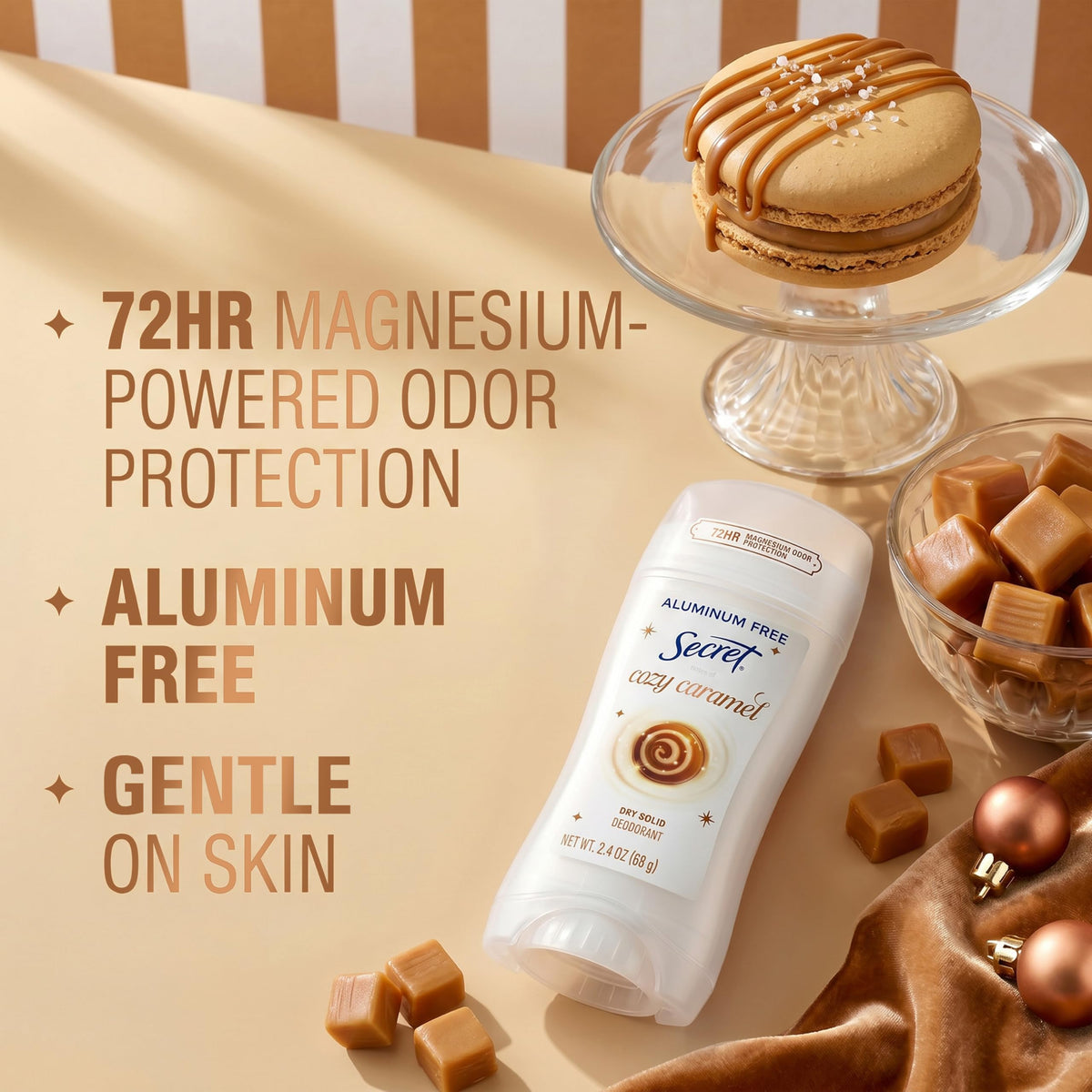 Secret Aluminum Free Deodorant 2.4 oz Cozy Caramel packaging