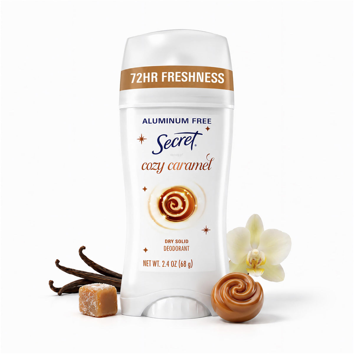 Secret Aluminum Free Deodorant 72hr Protection Cozy Caramel front view