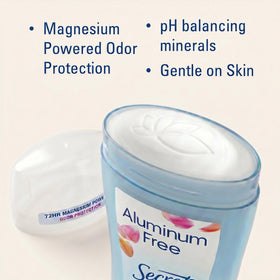 Secret Aluminum Free Deodorant back view with ingredients list