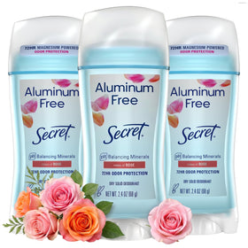 Secret Aluminum Free Deodorant for Women front view, rose scent