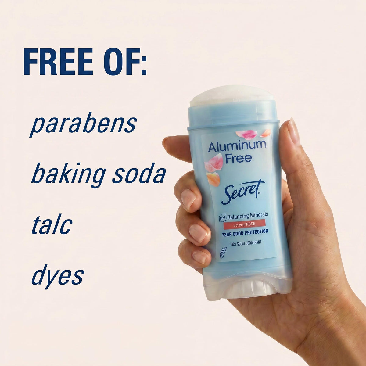 Secret Aluminum Free Deodorant packaging details, pack of 3