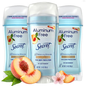 Secret Aluminum Free Deodorant White Peach Scent pack of 3 front view