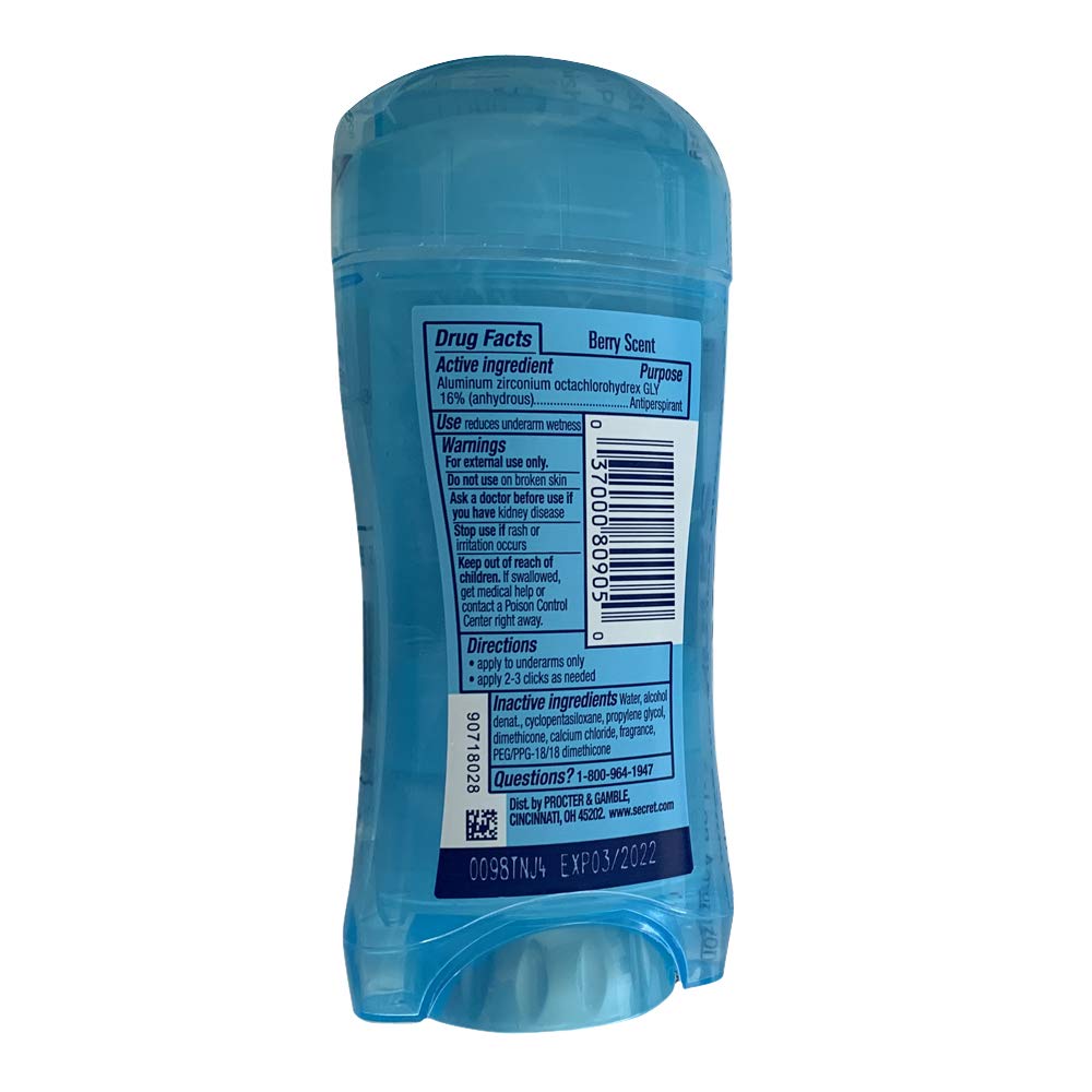 Secret Anti-Perspirant Deodorant Clear Gel Summer Berry 6 Pack packaging