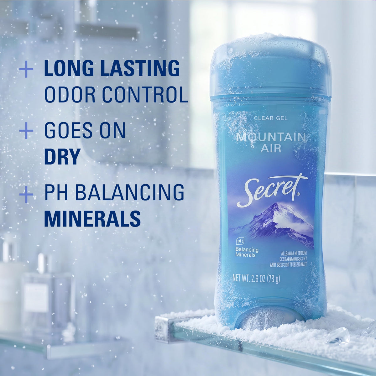 Secret Antiperspirant Deodorant clear gel formula close-up