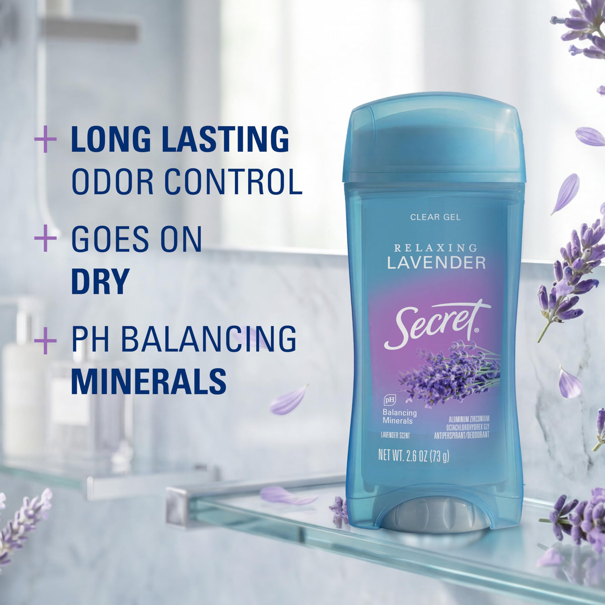 Secret Antiperspirant Deodorant clear gel formula close-up