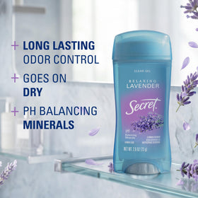 Secret Antiperspirant Deodorant clear gel formula close-up