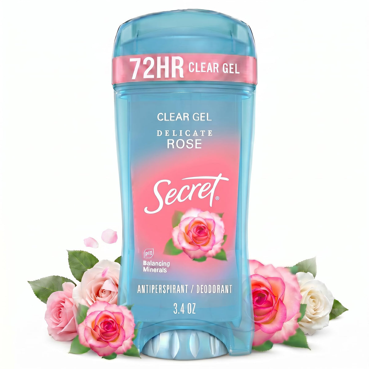 Secret Antiperspirant Deodorant for Women front view, clear gel 3.4 oz