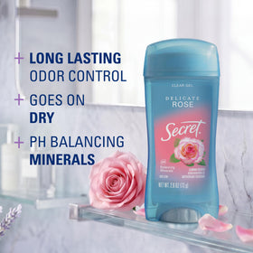 Secret Antiperspirant Deodorant for Women packaging with delicate rose scent