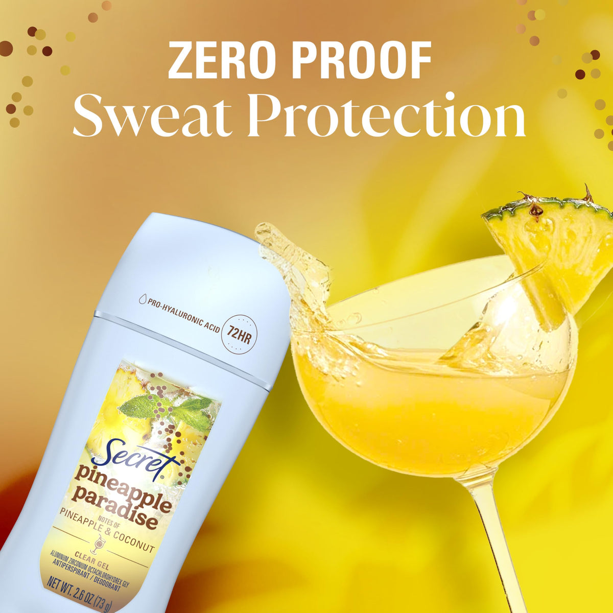 Secret Antiperspirant Deodorant Pineapple Paradise on a bathroom counter