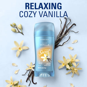 Secret Antiperspirant Deodorant product details on back of packaging