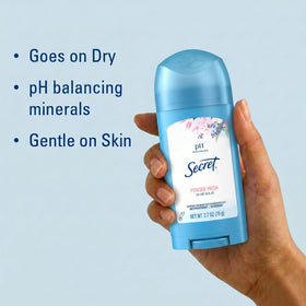 Secret Antiperspirant Deodorant showing pH-balanced formula