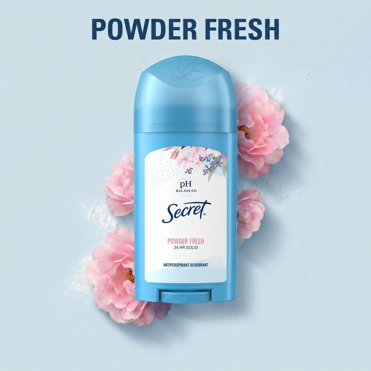 Secret Antiperspirant Deodorant with floral background