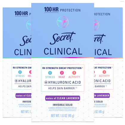 Secret Clinical Strength Antiperspirant Deodorant for Women, Clean Lavender scent front view
