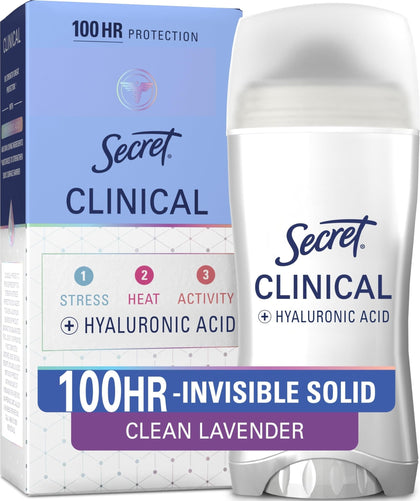 Secret Clinical Strength Antiperspirant Deodorant front view, Clean Lavender scent