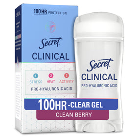 Secret Clinical Strength Antiperspirant Deodorant front view with clear gel formula