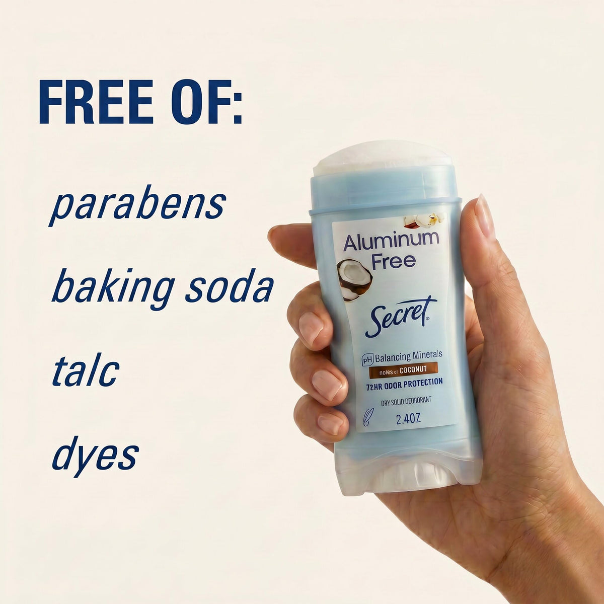 Secret Deodorant application on skin